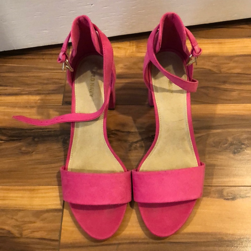 Old Navy Faux Suede Hot Pink Block Heels Size 10